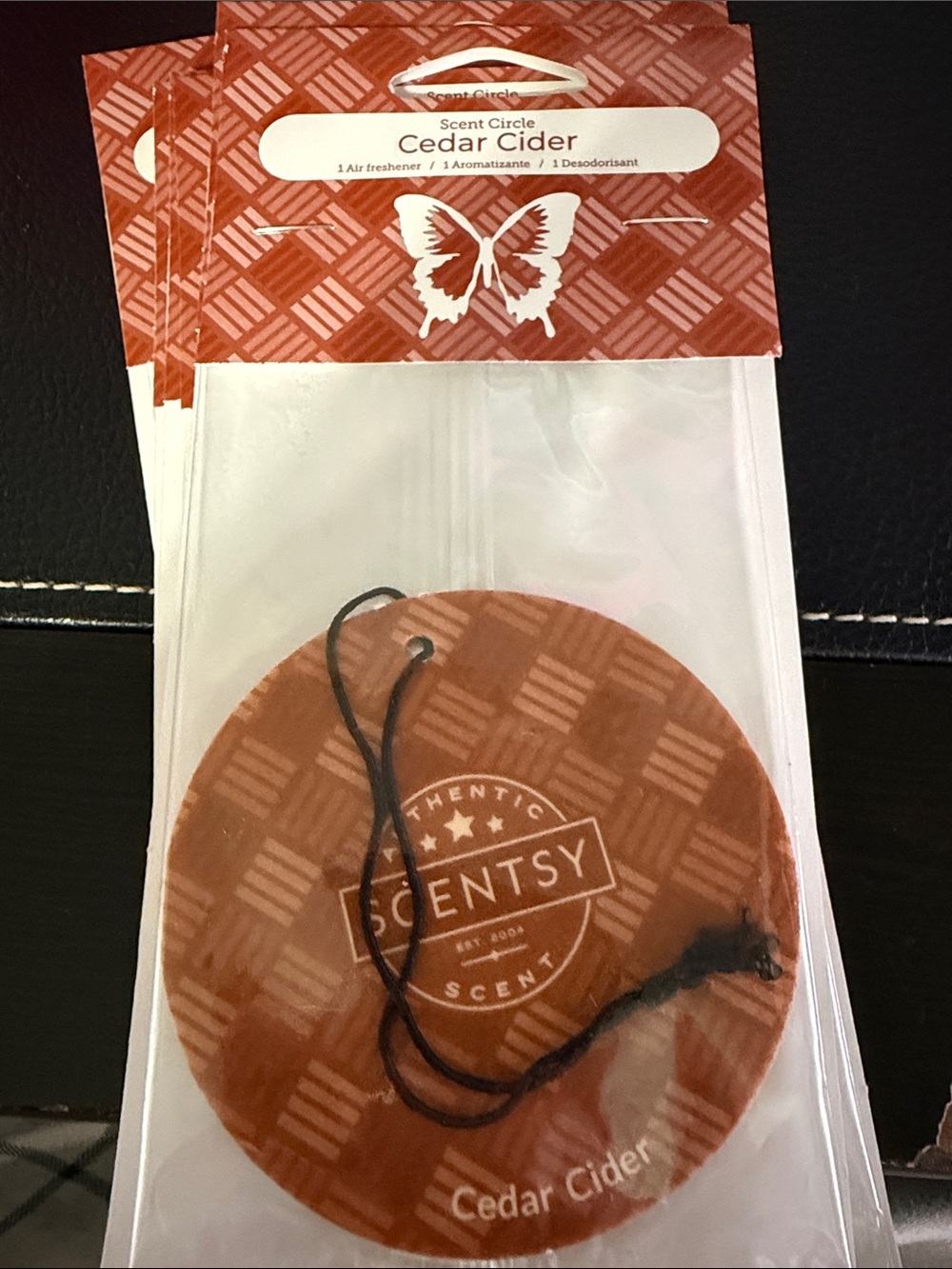 Scentsy Cedar Cider Round Hanging Air Freshener - Rust